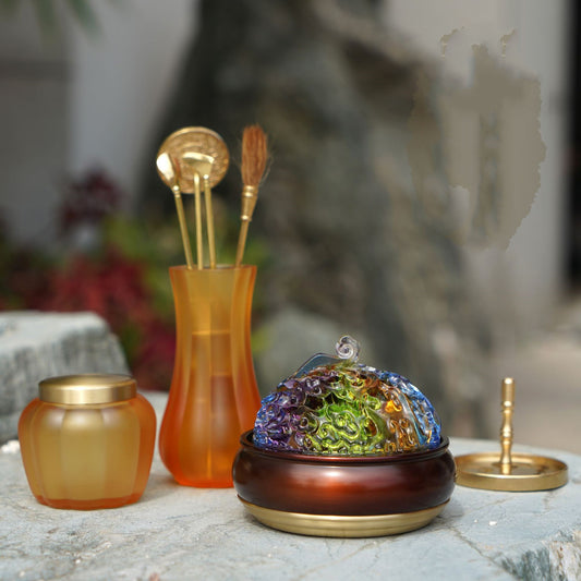 Pure Copper Glazed Ruyi Incense Set