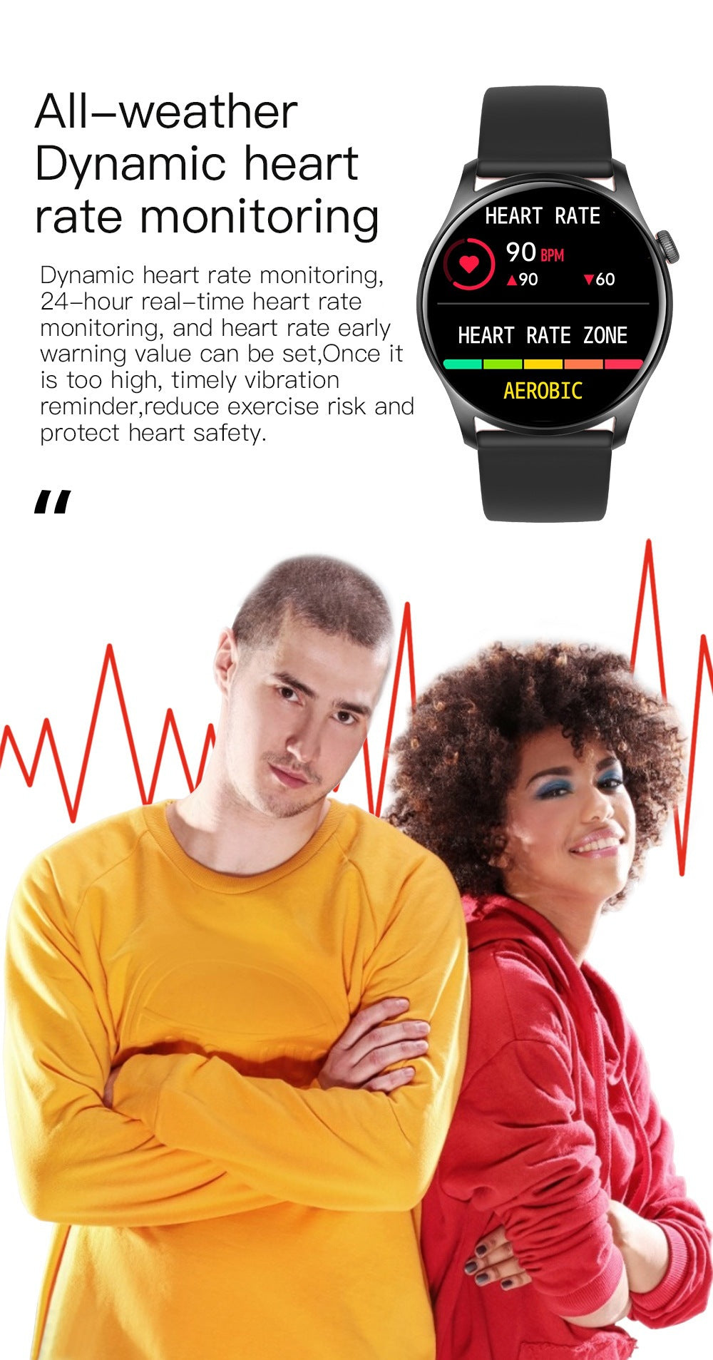 Smart Full Touch Multi-function Heart Rate Blood Pressure Monitoring Information Reminder Sports Bluetooth Watch