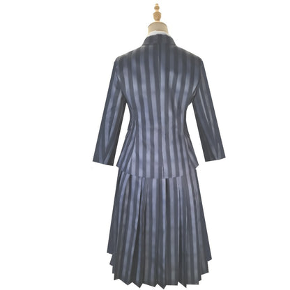 Costume Cos Halloween Mercredi Adams Robe Noire