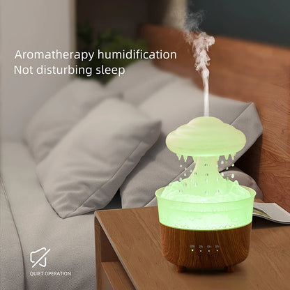 Humidificador de luz nocturna de nube de lluvia con sonido de gota de agua de lluvia y difusor de aceites esenciales con luz Led de 7 colores aromaterapia