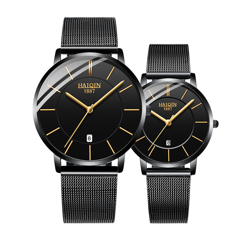 Maille en acier avec montre à quartz, table cadeau pour couple pour dames