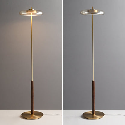 Nordic Light Luxury Brass Walnut Floor Lamp