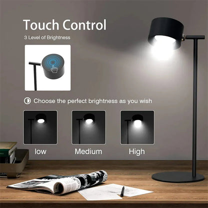 Lampe de Table LED magnétique Touchable, Rechargeable par USB, rotation à 360 degrés, télécommande sans fil, lampes de bureau, chambre à coucher, lampe de nuit murale