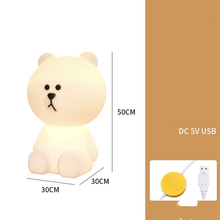 Lámpara de mesa Big Bear de 50CM para dormitorio, mesita de noche roja con red de princesa para dormir