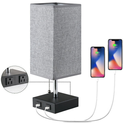 Lampe de Table avec couverture en tissu de chargement USB, américaine, Simple et moderne