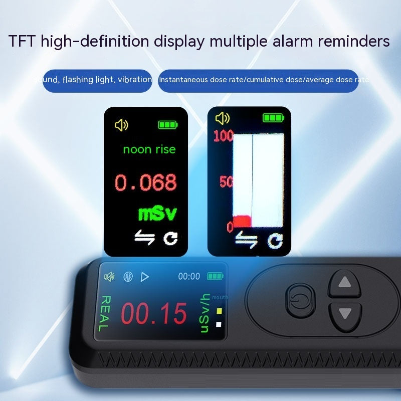 Détecteur de rayonnement nucléaire, compteur Geiger radioactif, testeur de rayons à affichage couleur TFT avec fonction d'alarme sonore