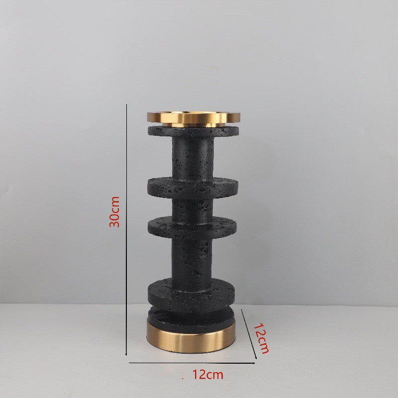 Creative Resin Cave Stone Metal Bamboo Candlestick Ornaments