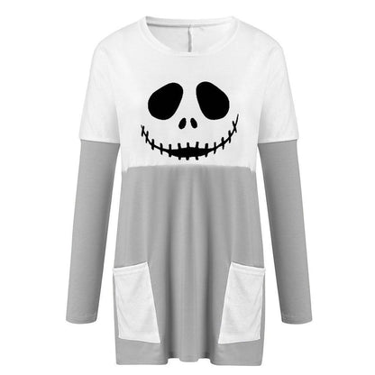 Blusa larga con estampado de calabaza fantasma para mujer de Halloween