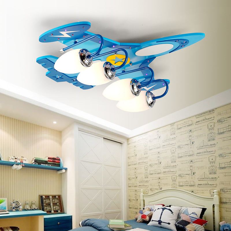 Lámparas de protección ocular de dibujos animados de avión creativo de techo LED para habitación de niños