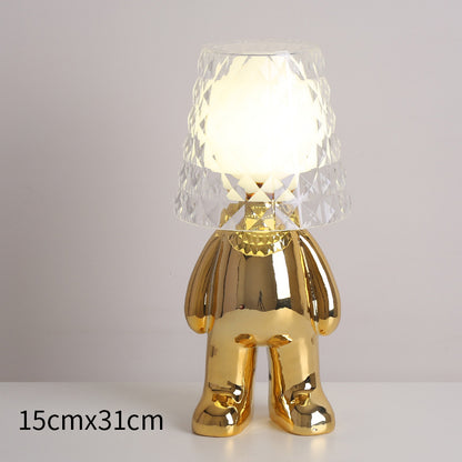 Mini luz nocturna galvanizada para hombre dorado, creativa y encantadora, para habitación de niños