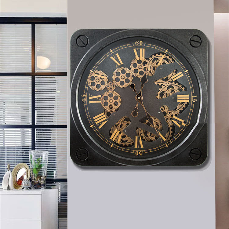 Reloj de pared con engranajes de plástico Vintage de arte creativo americano