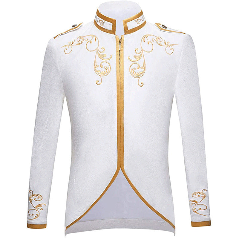 Chaqueta de moda para hombre de Halloween, chaqueta deportiva con bordado dorado del príncipe de la corte