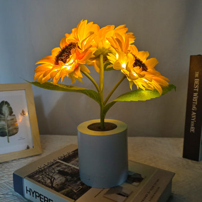 Lámpara de mesa con luz nocturna de simulación Led de girasol recargable, lámpara de escritorio decorativa con flores de simulación para restaurante, Hotel, regalo de boda