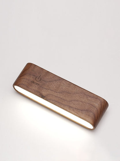 Lámpara de mesa LED de madera maciza de nogal Negro Nórdico, portallaves, escritorio recargable