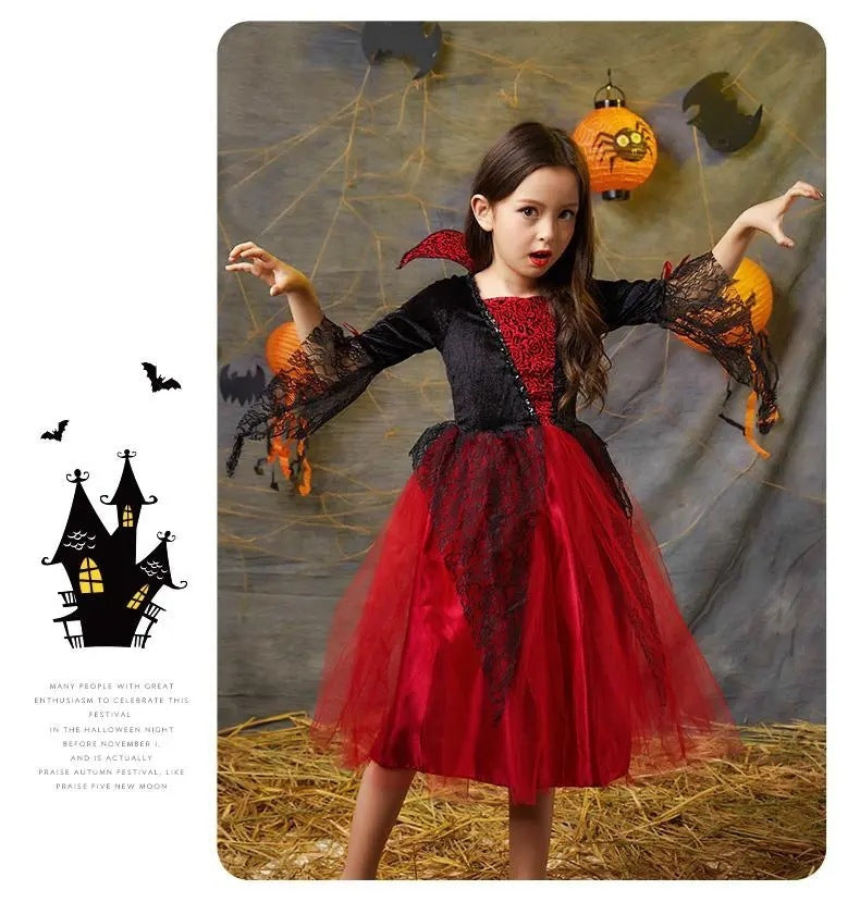 Robe de princesse vampire en gaze pour enfants pour Halloween