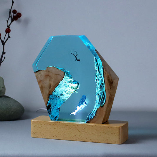 Adornos decorativos de mesa con forma de buzo de ballena y cueva oceánica