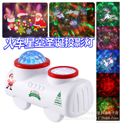 Train Starry Sky Projection Light LED Remote Control 16 Pictures Christmas Snowflake Projection Gift Home Holiday Atmosphere Lig