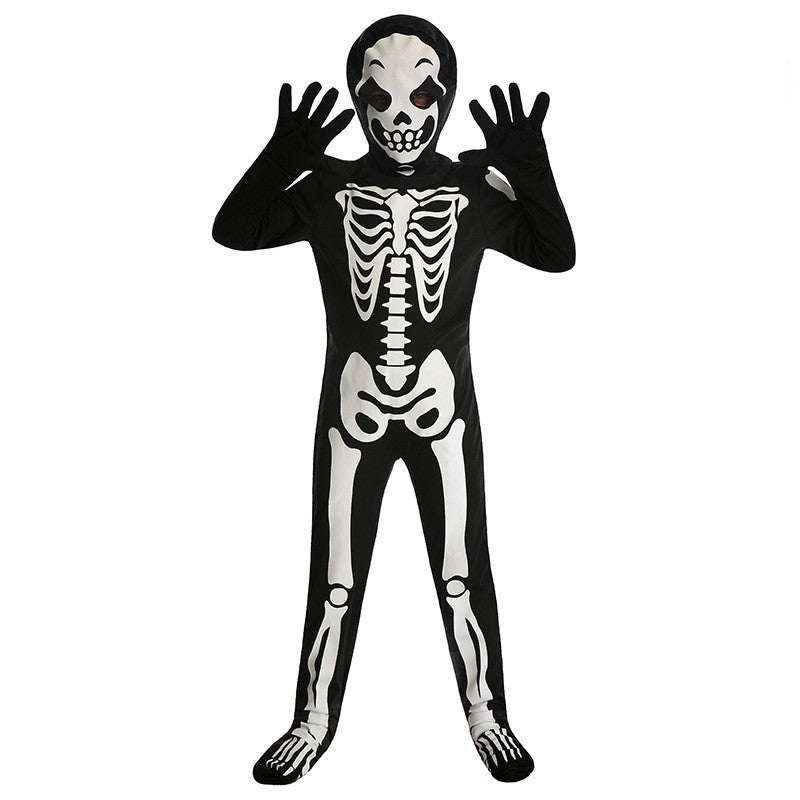 Vêtements de cosplay de personnage de fantôme blanc en forme de crâne pour enfants pour Halloween