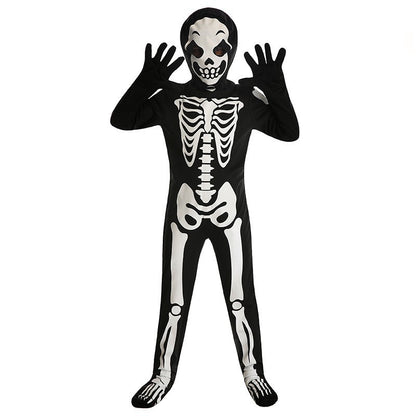 Vêtements de cosplay de personnage de fantôme blanc en forme de crâne pour enfants pour Halloween