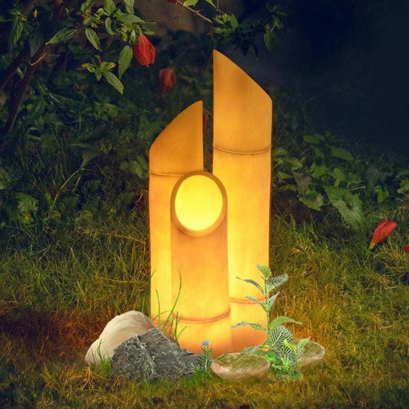 Lampe solaire d'extérieur en bambou, simulation étanche, jardin