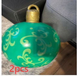 Boule de décoration de Noël en PVC pour l'extérieur 60 cm, boule gonflable décorée en PVC, grosses boules géantes pour décorations d'arbre de Noël, boule de jouet