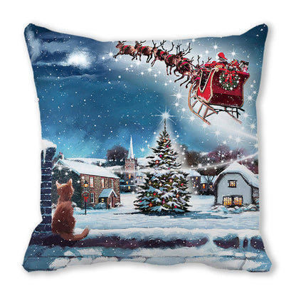 Merry Christmas Christmas Encryption Peach Skin Fabric Home Decoration Sofa Cushion Pillow ZT428