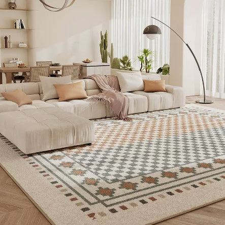 Tapis de salon en damier, coussin de sol pour chambre à coucher, canapé, Table basse, couverture résistante à la saleté