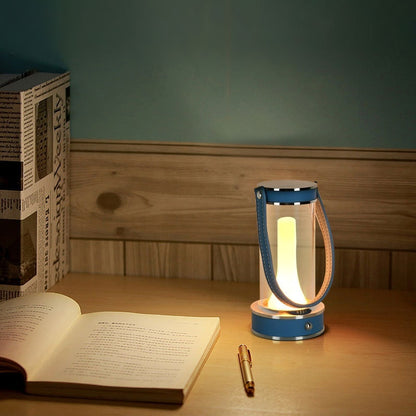 Lampe de table portative en cuir de camping d'atmosphère rechargeable créative