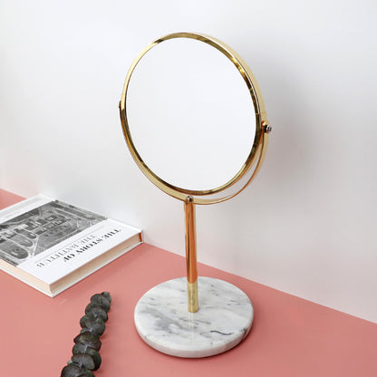 Plateau de table rond de bureau avec miroir de maquillage en marbre