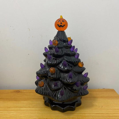 Battery Pumpkin Halloween Ceramic Tree