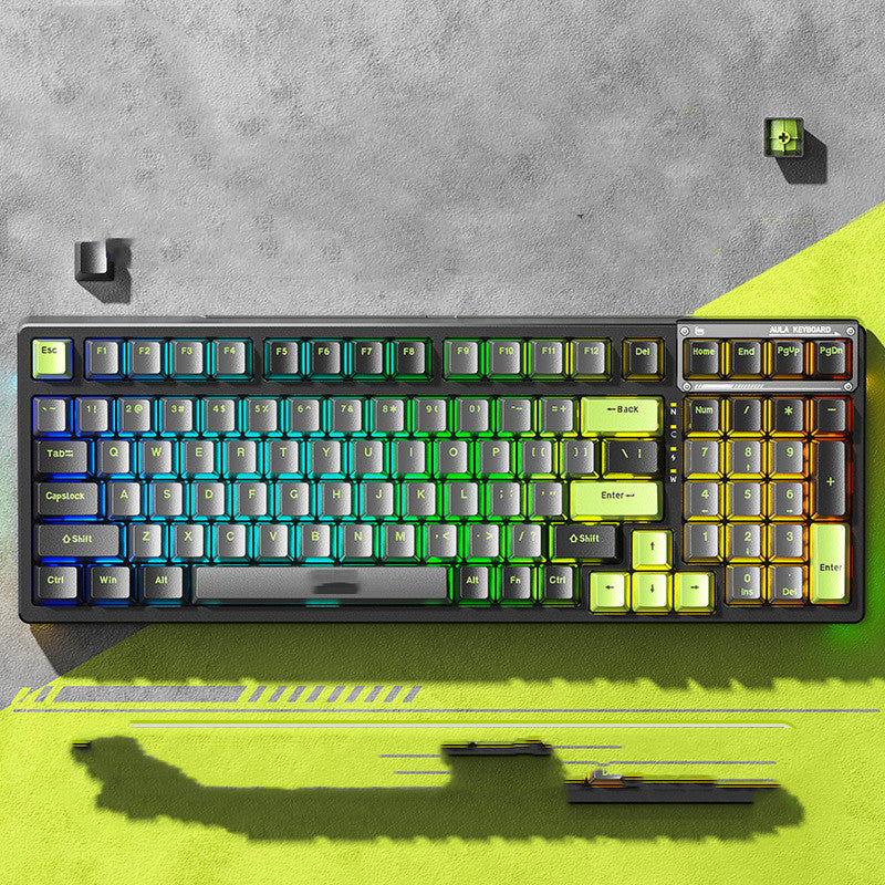 Transparent Tri-mode Wireless Bluetooth RGB Hot-swappable Mechanical Keyboard