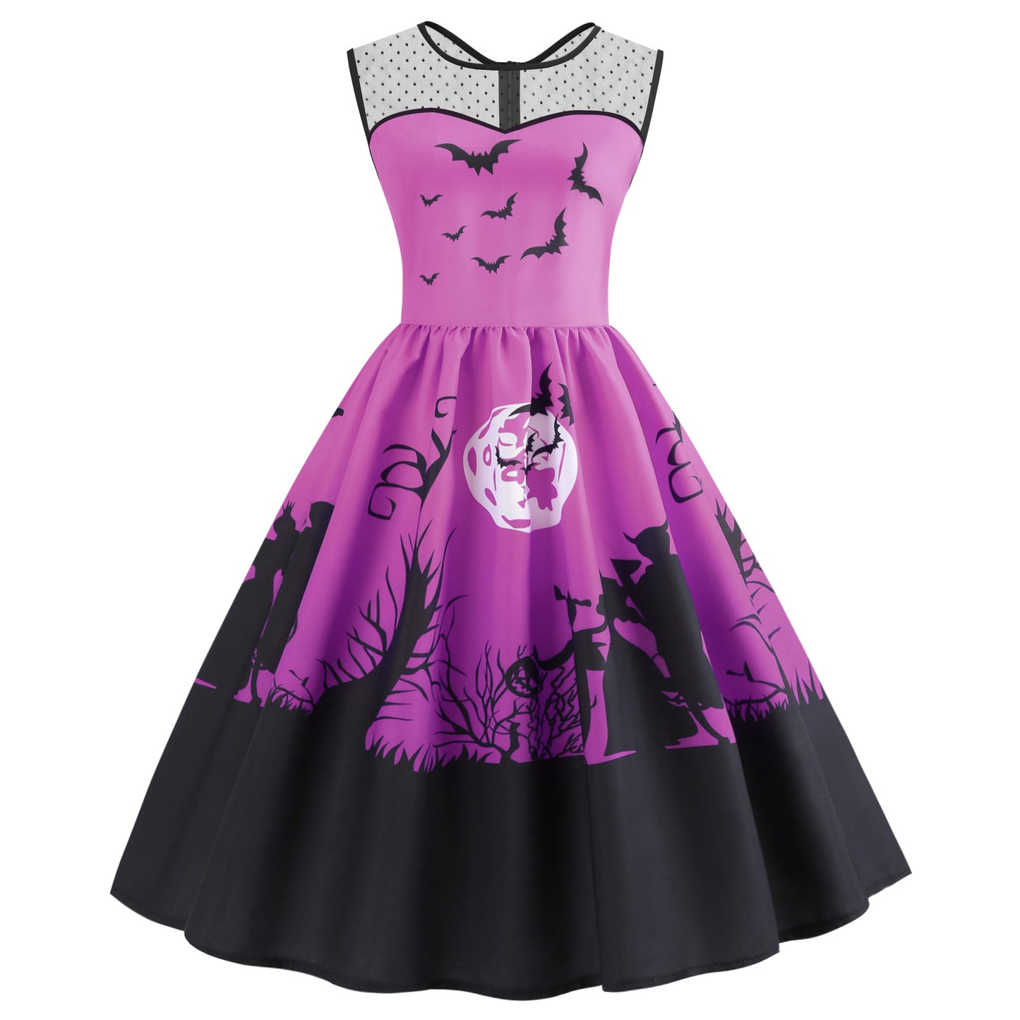 New European And American Halloween Print Big Dress Women