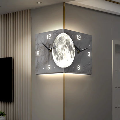 Lámpara De Pared De Reloj Creativo Con Iluminación De Doble Cara En La Esquina De La Sala De Estar