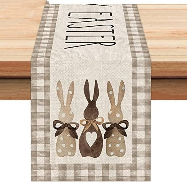 Carrot Bunny Happy Easter Table Runner Spring Summer Seasona