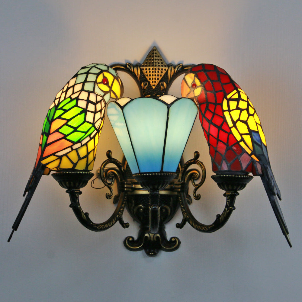 Multi Headed Parrot Series Colored Glass Lampshade