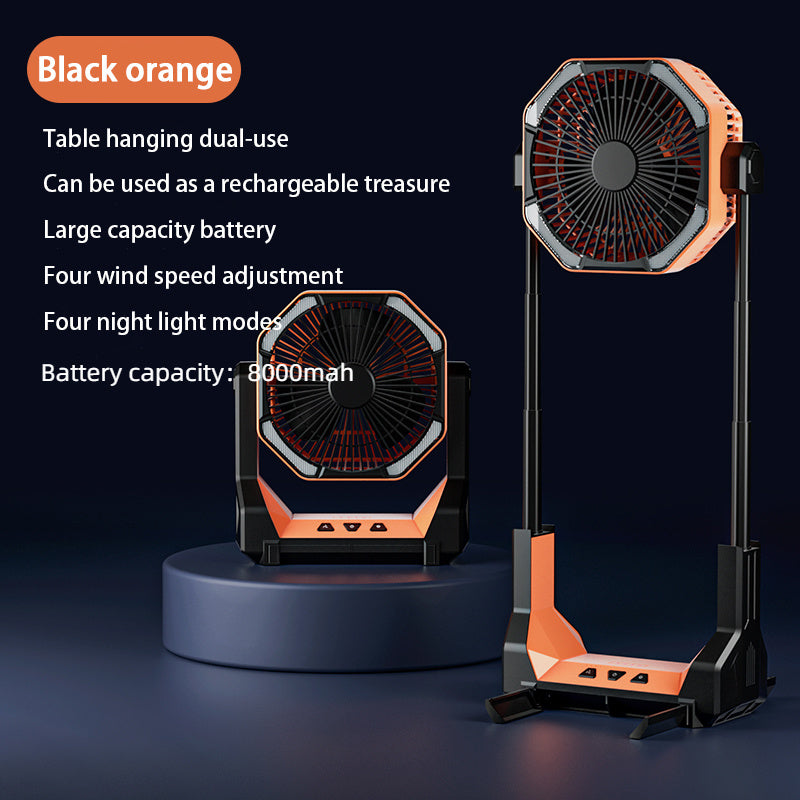 HOMEFISH Cooling Fan USB Charging Telescopic Foldable Desk Fan Emergency Power Bank Night Light Air Cooler Fan 4-speed Table Fan