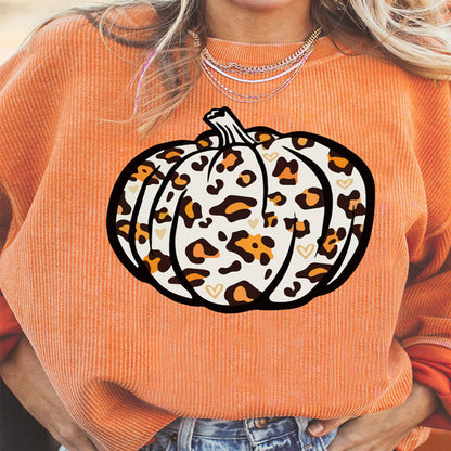 Suéter con cabeza de calabaza de Halloween jersey suelto de cuello redondo para mujer