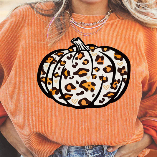 Pull tête de citrouille d'Halloween pour femme - Pull ample à col rond