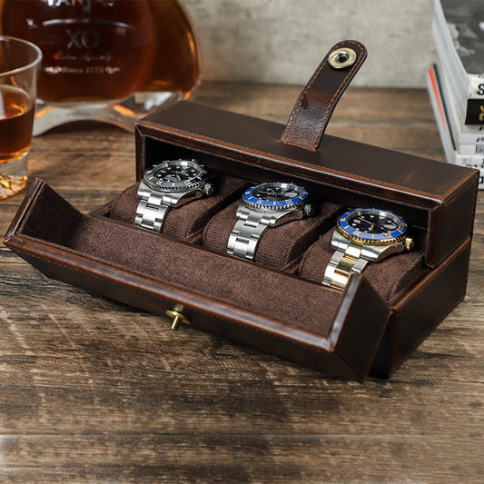 Boîte de montre en cuir à boucle magnétique portable de voyage