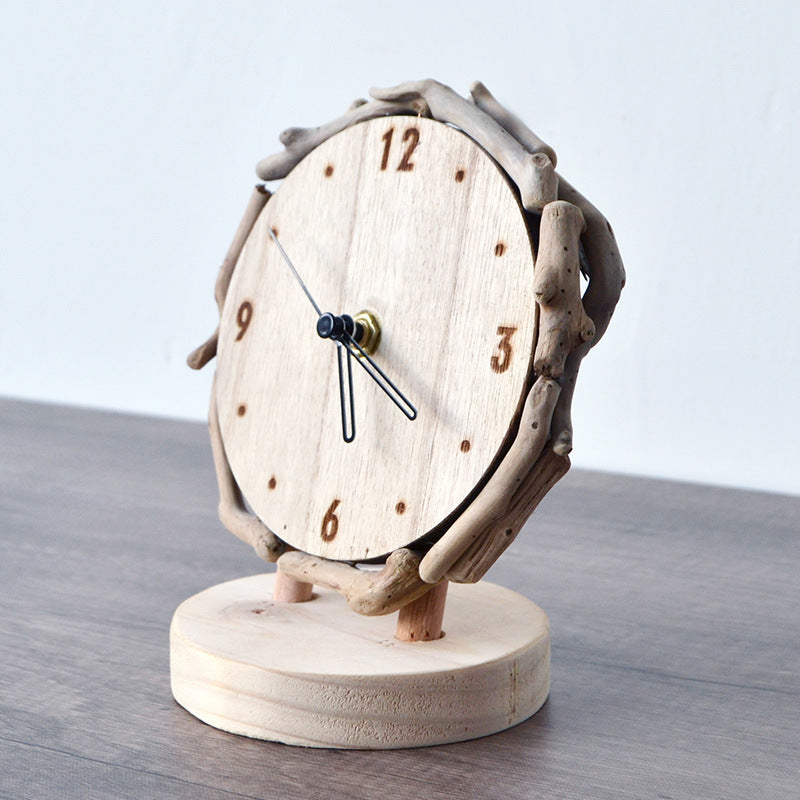 Log Desk Table Clock Living Room Home Simple