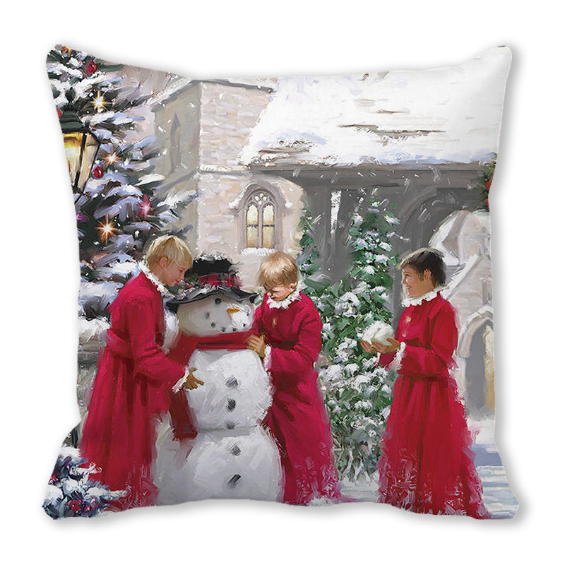 Merry Christmas Christmas Encryption Peach Skin Fabric Home Decoration Sofa Cushion Pillow ZT428