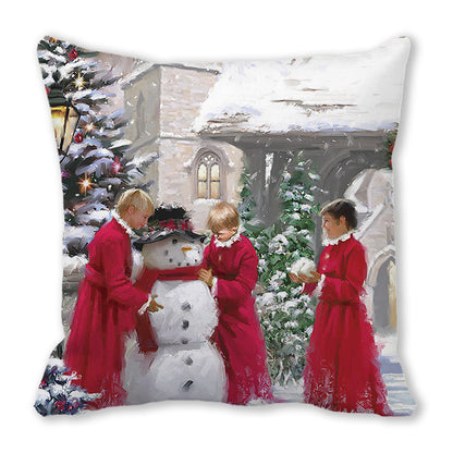 Merry Christmas Christmas Encryption Peach Skin Fabric Home Decoration Sofa Cushion Pillow ZT428