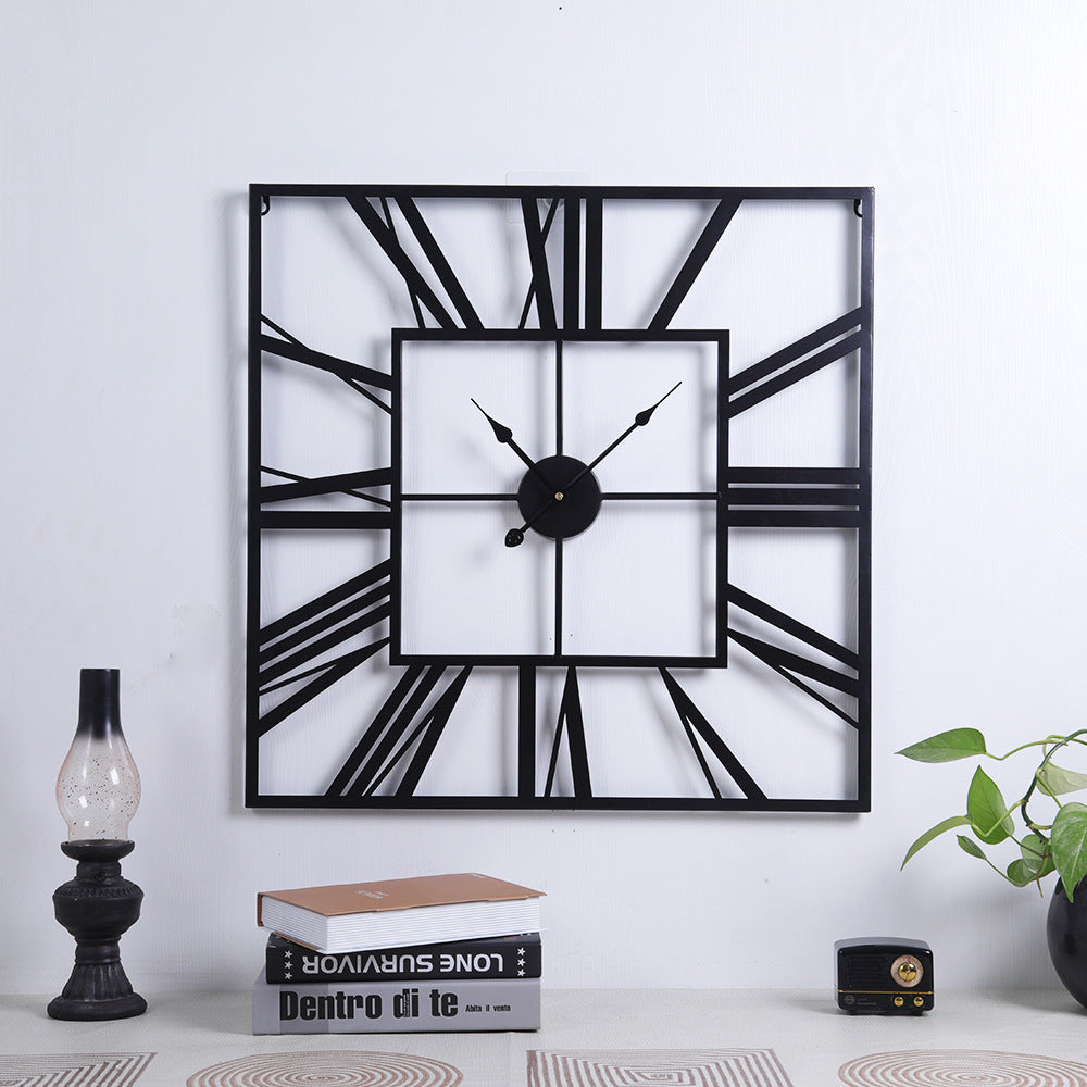 Creative Square Roman Metal Decorative Clock