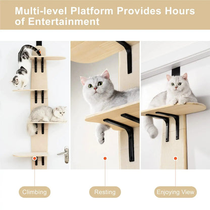 Mewoofun Étagères grimpantes polyvalentes à 4 niveaux pour chat Arbre à chat vertical monté sur porte