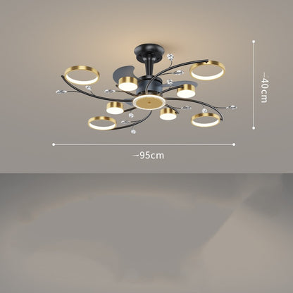 Living Room Nordic Luxury Intelligent APP Ceiling Fan Ceiling Light