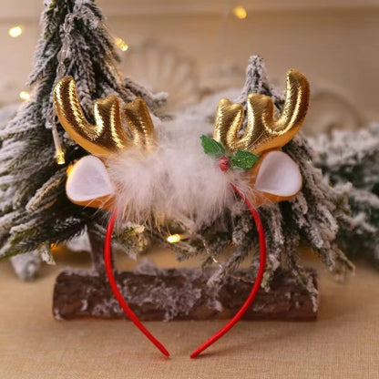 Christmas Decorations Fluff Antlers Bell Head Buckle Headband