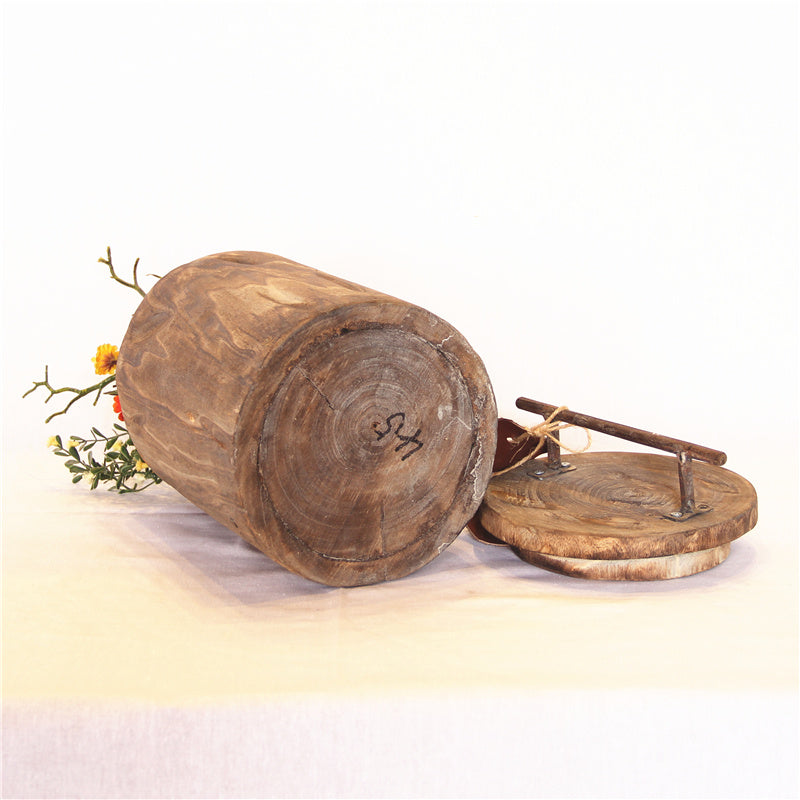 Florero de madera adornos rústicos para decoración del hogar