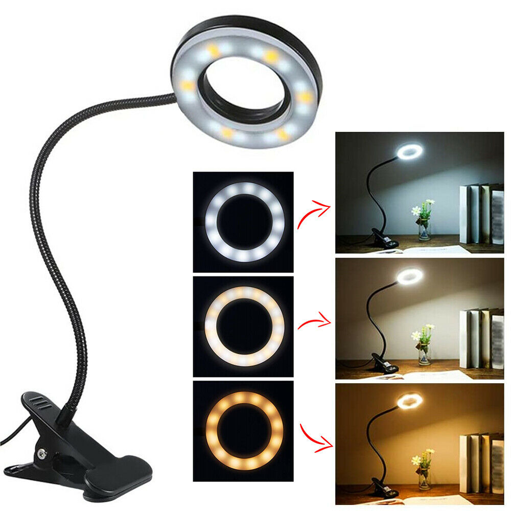 Lampe de bureau LED à clipser, bras Flexible, USB, variable, pour étude, Table de lecture, veilleuse