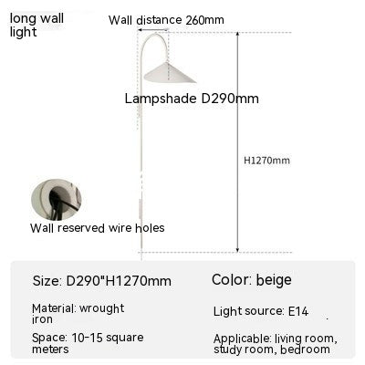 Lámpara de pared de cabecera de dormitorio minimalista nórdico, lámpara de estudio de pasillo giratoria inalámbrica con personalidad creativa de diseñador danés