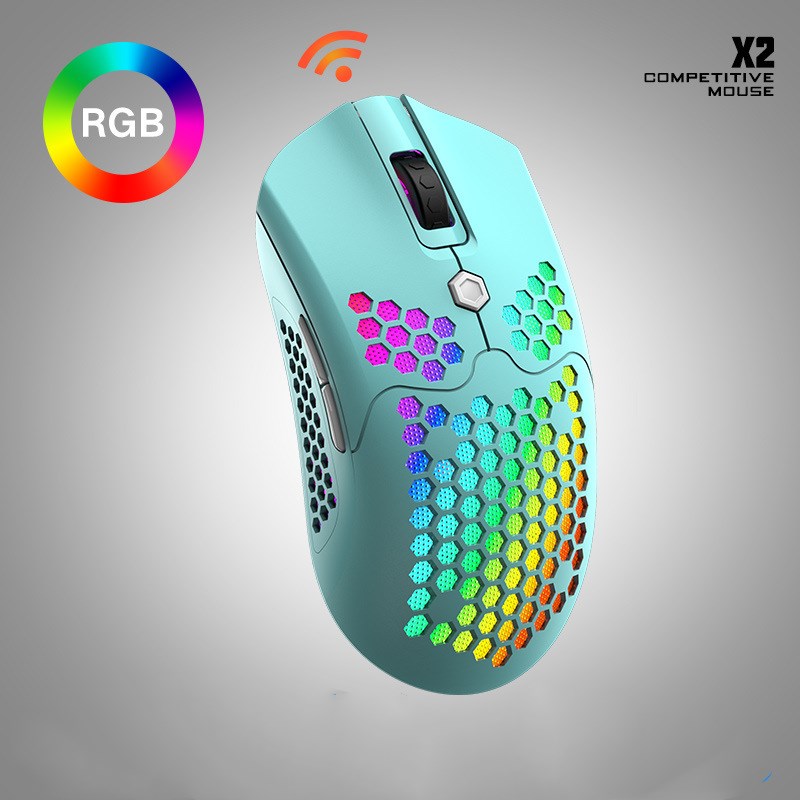 Ratón inalámbrico Wolf X2 gratuito, ratón para juegos RGB de modo dual 